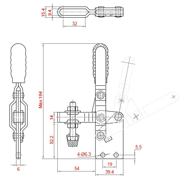 Vendita online Bloccaggio verticale base dritta braccio regolabile 180 Kg.